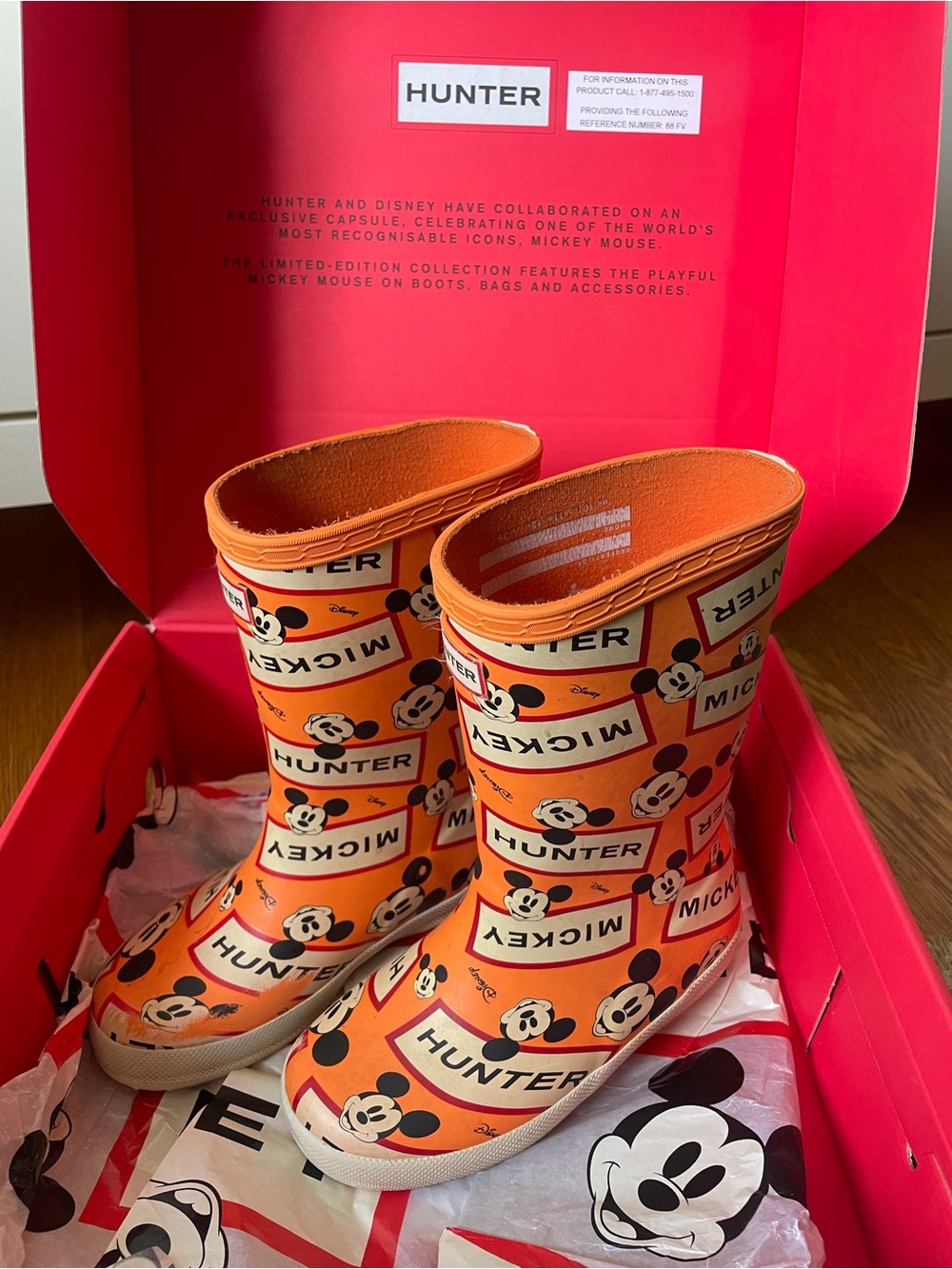 Hunter Kids Orange Mickey Rain Boots